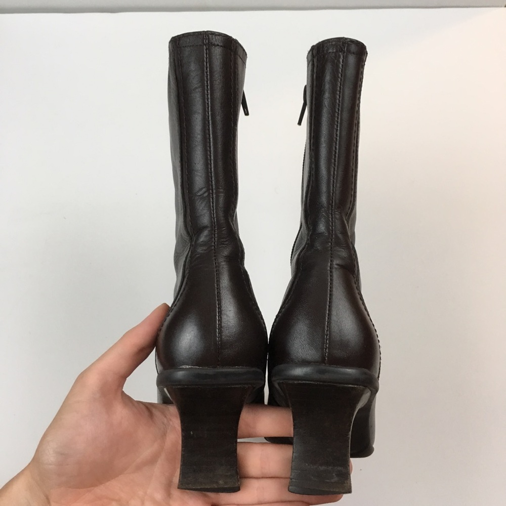 Kenneth Cole Reaction Brown Leather Boots Tip Over - Picture 6 of 7